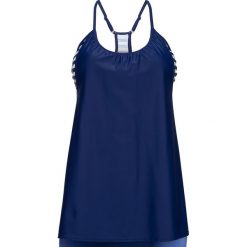 Tankini z dłuższym topem (2 części) bonprix niebiesko-biały. Niebieskie stroje kąpielowe damskie bonprix, bez wzorów. Za 129,99 zł.