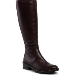 Oficerki SIMEN - 09938 Sandro 1817. Czerwone kozaki damskie Simen, ze skóry, klasyczne, przed kolano, na wysokim obcasie, na obcasie, bez zapięcia. Za 489,00 zł.