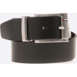 Tommy Hilfiger - Pasek skórzany. Czarne paski męskie marki TOMMY HILFIGER, w paski, ze skóry. Za 299,90 zł.