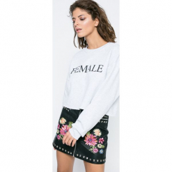 Missguided - Bluza. Szare bluzy rozpinane damskie Missguided, l, z nadrukiem, z bawełny, bez kaptura. W wyprzedaży za 59,90 zł.