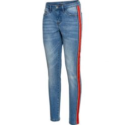 Dżinsy SKINNY z lampasami bonprix niebieski "bleached”. Niebieskie jeansy damskie bonprix, bez wzorów, z jeansu. Za 109,99 zł.
