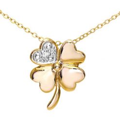 Złoty naszyjnik z diamentową zawieszką - dł. 46 cm. Żółte naszyjniki damskie REVONI, z diamentem, złote. W wyprzedaży za 389,95 zł.