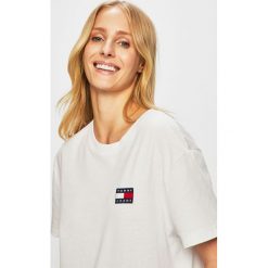 Tommy Jeans - Top. Niebieskie bluzki damskie Tommy Jeans, s, bez wzorów, z bawełny, z okrągłym kołnierzem. Za 169,90 zł.
