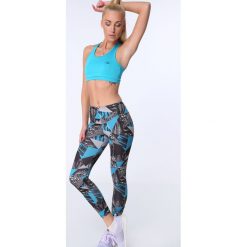 Legginsy sportowe z kolorowym nadrukiem czarno-turkusowe MR16018. Niebieskie legginsy we wzory damskie Fasardi, xs. Za 69,00 zł.