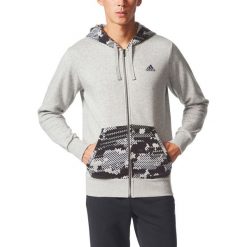 Bluza z kapturem zapinana na zamek. Szare bluzy męskie rozpinane marki adidas Performance, m, z bawełny, z długim rękawem, długie, z kapturem. Za 268,76 zł.
