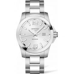 LONGINES Conquest L3.760.4.76.6. Szare, analogowe zegarki męskie LONGINES, ze stali. Za 3070,00 zł.