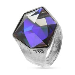 PROMOCJA Pierścionek Srebrny - srebro 925, Swarovski. Szare pierścionki damskie W.KRUK, srebrne. W wyprzedaży za 269,00 zł.