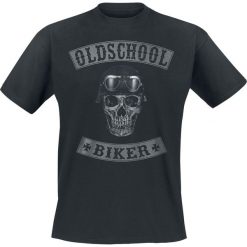 T-shirty męskie z nadrukiem: Oldschool Biker Skull T-Shirt czarny