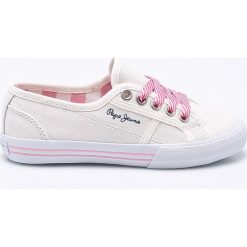 Pepe Jeans - Tenisówki dziecięce. Szare buty dziewczęce sportowe marki Pepe Jeans, z gumy, na sznurówki. W wyprzedaży za 169,90 zł.