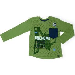 Koszulka w kolorze zielonym. Zielone t-shirty chłopięce z długim rękawem Street Monkey, z bawełny. W wyprzedaży za 39,95 zł.