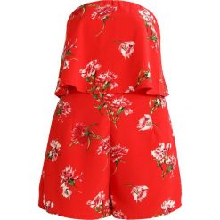 Kombinezony damskie: Missguided FLORAL BANDEAU OVERLAY PLAYSUIT Kombinezon red
