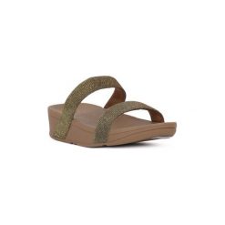 Sandały FitFlop FIT FLOP LOTTIE GLITZY SLIDE. Brązowe sandały damskie FitFlop, bez wzorów, bez obcasa, bez zapięcia. Za 285,90 zł.
