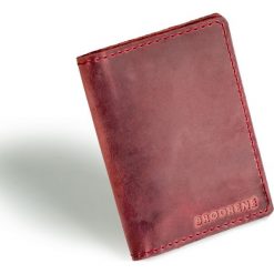 Skórzany cienki portfel slim wallet z bilonówką BRODRENE SW04 czerwony - Czerwony. Czerwone portfele męskie Brødrene, bez wzorów, ze skóry. Za 99,99 zł.