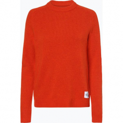 Calvin Klein Jeans - Sweter damski, pomarańczowy. Brązowe swetry klasyczne damskie Calvin Klein Jeans, l, z jeansu. Za 529,95 zł.