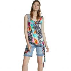 Desigual top damski Crystal 20SWTK45, L wielokolorowy. Bluzki damskie Desigual, l, bez wzorów, z okrągłym kołnierzem. Za 219,00 zł.
