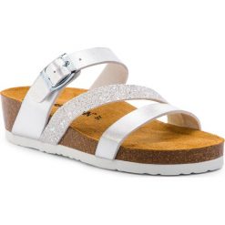 Klapki DR. BRINKMANN - 701280 Silber 92. Szare klapki damskie marki Dr. Brinkmann, z aplikacjami, ze skóry ekologicznej, bez obcasa, na obcasie. Za 159,00 zł.