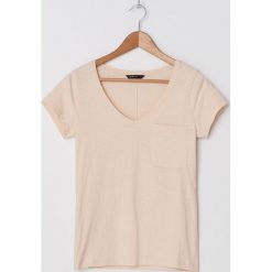 T-shirt z kieszenią - Beżowy. Brązowe t-shirty damskie House, xl, bez wzorów, bez kołnierzyka. Za 19,99 zł.