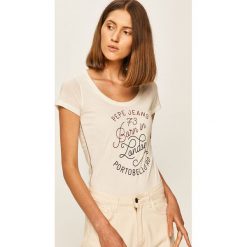 Pepe Jeans - T-shirt Adalys. Białe bluzki damskie Pepe Jeans, s, z nadrukiem, z bawełny, z okrągłym kołnierzem. Za 119,90 zł.