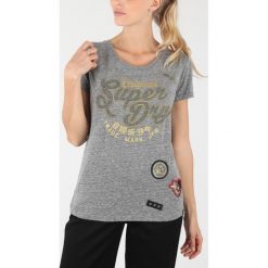 SuperDry Koszulka Szary. Szare koszulki damskie Superdry, s, w paski, z bawełny, bez kołnierzyka. Za 206,95 zł.