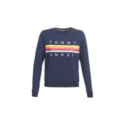 Bluzy Tommy Jeans TJW RAINBOW TOMMY. Niebieskie bluzy damskie Tommy Jeans, s, bez wzorów, z jeansu, bez rękawów, bez kaptura. Za 244,30 zł.