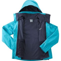 Kurtka funkcyjna 3w1 "Venture On" w kolorze turkusowym. Niebieskie kurtki damskie Columbia, l, bez wzorów, bez kaptura. W wyprzedaży za 339,95 zł.