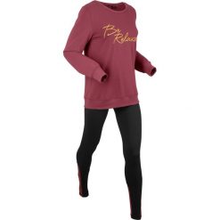 Bluza z legginsami sportowymi (kompl. 2-częściowy) bonprix bordowo-czarny. Czerwone bluzy sportowe damskie bonprix. Za 129,99 zł.
