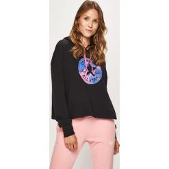 Converse - Bluza. Czarne bluzy damskie Converse, m, z nadrukiem, z bawełny, bez rękawów, z kapturem. W wyprzedaży za 189,90 zł.