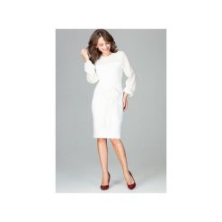 Sukienka K494 Ecru. Brązowe sukienki damskie Lenitif, xl, bez wzorów, eleganckie, bez kołnierzyka, z długim rękawem, długie. Za 179,00 zł.