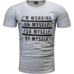 Koszulka męska t-shirt z nadrukiem szary Recea. Szare koszulki męskie Recea, xl, z nadrukiem, z bawełny, bez kołnierzyka, bez rękawów. Za 19,99 zł.
