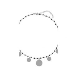 Srebrny naszyjnik choker z czarnymi onyksami i kółeczkami. Szare naszyjniki damskie Atdiament, z onyksem, srebrne. Za 169,00 zł.