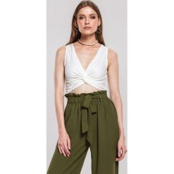 Biały Top Distemper. Białe bluzki damskie other, s, bez wzorów, z dzianiny, bez kołnierzyka. Za 44,99 zł.