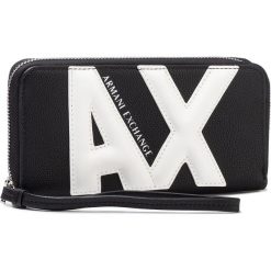 Duży Portfel Damski ARMANI EXCHANGE - 948068 9A064 42520 Black/White. Czarne portfele damskie Armani Exchange, bez wzorów, ze skóry ekologicznej. Za 439,00 zł.