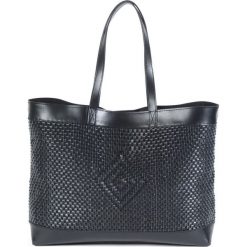 Torba skórzana na zakupy z etnicznym wzorem. Czarne torby damskie na zakupy marki La Redoute Collections, w paski, z bawełny. Za 349,86 zł.
