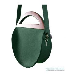 Round Glamour Bottle Green+pasek. Zielone torebki klasyczne damskie marki Pakamera, w paski, eleganckie, na ramię, duże, bez dodatków. Za 225,00 zł.
