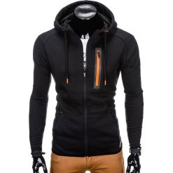 BLUZA MĘSKA ROZPINANA Z KAPTUREM B747 - CZARNA. Czarne bluzy męskie rozpinane marki Ombre Clothing, m, z bawełny, z kapturem. Za 69,00 zł.