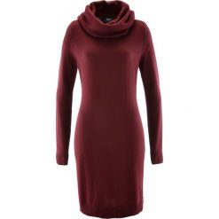 Sukienka dzianinowa z golfem bonprix czerwony klonowy. Czerwone sukienki damskie bonprix, bez wzorów, z dzianiny, z golfem, bez rękawów. Za 74,99 zł.