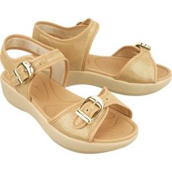AZALEIA 355 789 (80/81) point beige, sandały damskie. Brązowe sandały damskie Azaleia, bez wzorów, bez obcasa, bez zapięcia. Za 179,90 zł.