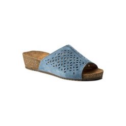 LASOCKI COMFORT 146-02. Niebieskie klapki damskie Lasocki Comfort, bez wzorów, ze skóry, bez obcasa. Za 99,99 zł.