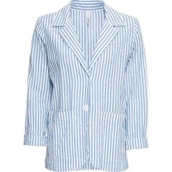 Żakiet w paski bonprix niebiesko-biały w pionowe paski. Niebieskie żakiety damskie bonprix, w paski. Za 109,99 zł.