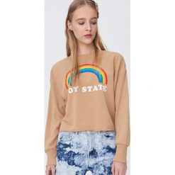 Bluza oversize z motywem tęczy - Beżowy. Brązowe bluzy damskie Sinsay, s. Za 39,99 zł.