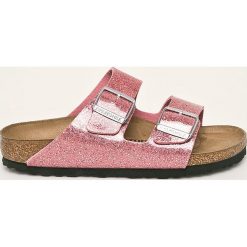 Birkenstock - Klapki Arizona. Różowe klapki damskie Birkenstock, bez wzorów, ze skóry, bez obcasa, na obcasie. Za 319,90 zł.
