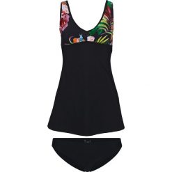 Tankini z dłuższym topem (2 części) bonprix czarny z nadrukiem. Czarne stroje kąpielowe damskie bonprix, z nadrukiem. Za 134,99 zł.