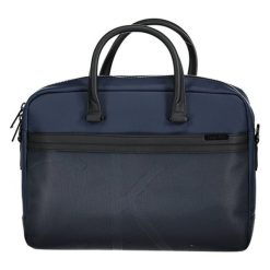 Torba w kolorze niebieskim na laptopa - (S)37 x (W)30 x (G)10 cm. Niebieskie torby męskie skórzane Calvin Klein, w paski, ze skóry. W wyprzedaży za 599,95 zł.