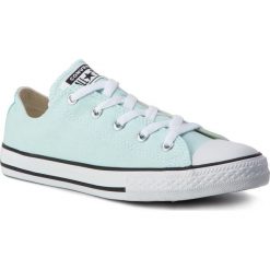 Trampki CONVERSE - Ctas Ox 663631C Teal Tint/Natural. Niebieskie półbuty damskie Converse, na co dzień, bez wzorów, z gumy, bez obcasa, na płaskiej podeszwie, bez zapięcia. W wyprzedaży za 169,00 zł.