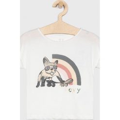 Roxy - T-shirt dziecięcy 104-176 cm. Białe bluzki dziewczęce Roxy, z nadrukiem, z bawełny, z okrągłym kołnierzem, z krótkim rękawem, krótkie, bez kaptura. W wyprzedaży za 69,90 zł.