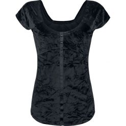 Bluzki damskie: Fashion Victim Samt T-Shirt Koszulka damska czarny