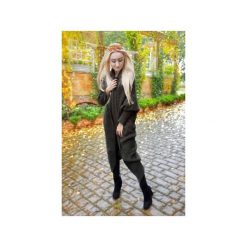 Zielony jesienny sweter damski, asymetryczny długi. Zielone swetry damskie Mustache, na jesień, bez wzorów, z długim rękawem, długie, bez kaptura. Za 151,20 zł.