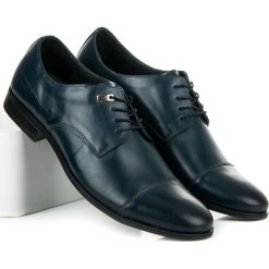 ELEGANCKIE PÓŁBUTY. Niebieskie buty wizytowe męskie marki LUCCA, bez zapięcia. Za 219,00 zł.