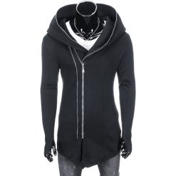 Bluzy męskie: BLUZA MĘSKA ROZPINANA Z KAPTUREM B754 – CZARNA