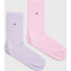 Tommy Hilfiger - Skarpetki (2-pack). Czerwone skarpetki damskie TOMMY HILFIGER, bez wzorów, z elastanu. Za 44,90 zł.